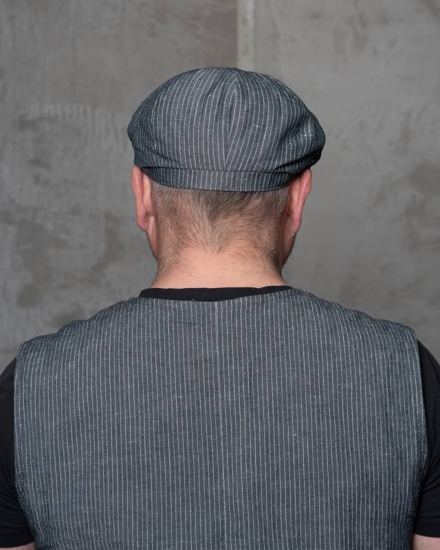 Pike Brothers 1928 Newsboy Cap grey striped linen 50% Rabatt mit kostenlosem Versand