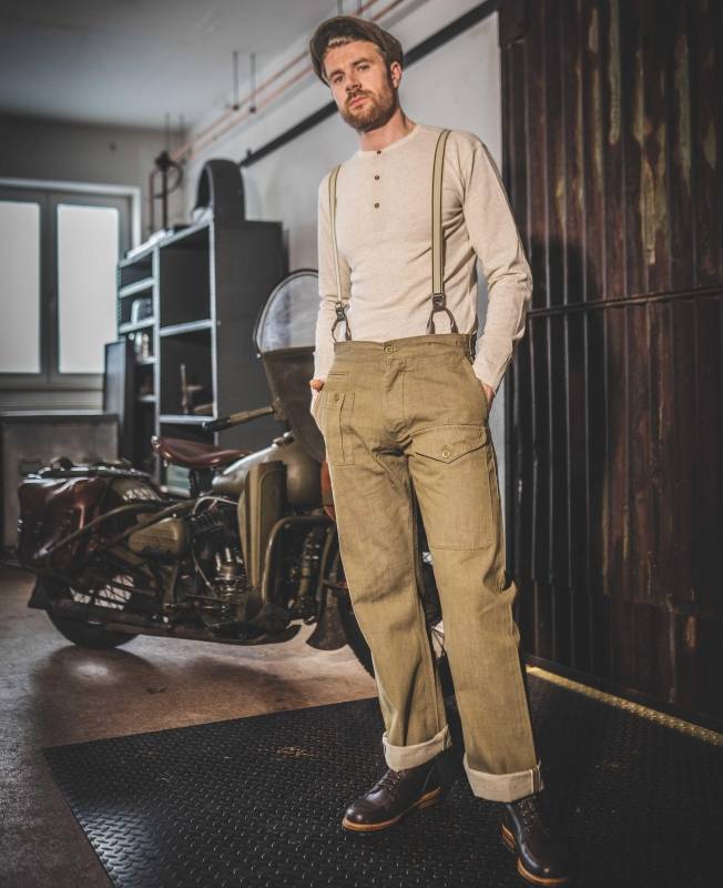 Pike Brothers 1952 Pattern Trousers olive selvage Kostenlose Rückgabe