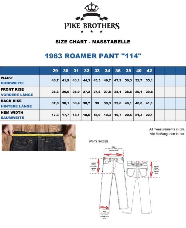 Pike Brothers 1963 Roamer Pant 15oz indigo 114 rinse Bis zu 65% Rabatt