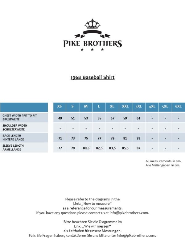 Pike Brothers 1968 Baseball Shirt Industry Zeitbegrenzte Promotion