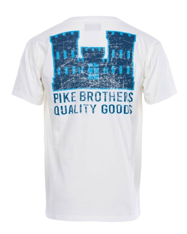 Pike Brothers 1969 Sports Tee Blue Castle Logo Print Clearance-Verkauf