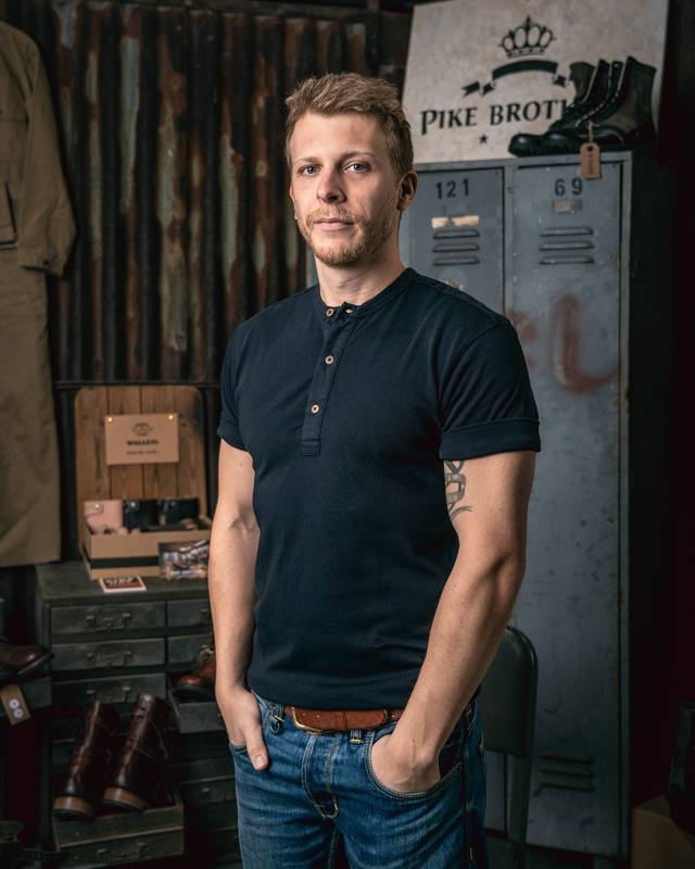 Pike Brothers 1927 Henley Shirt short sleeve Mojave blue Fabrik Onlineshop