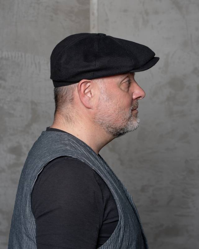 Pike Brothers 1928 Newsboy Cap Moleskin sulphur black Fabrik Onlineshop