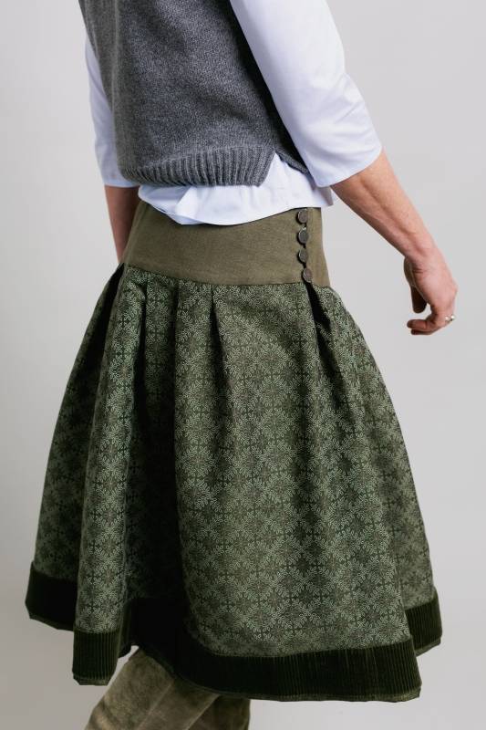 Rockmacherin Kronze Trachtenrock mit Blätterrauten auf Baumwolljacquard Begrenzt auf 3 Tage