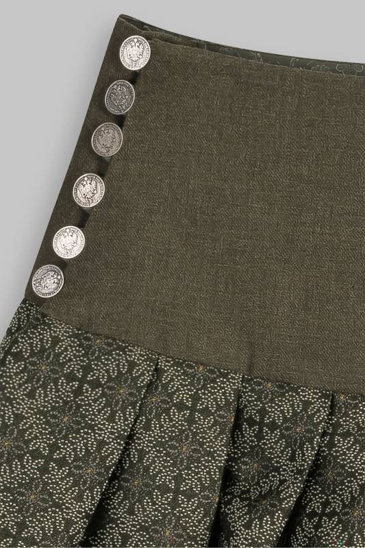 Rockmacherin Kronze Trachtenrock mit Blätterrauten auf Baumwolljacquard Begrenzt auf 3 Tage