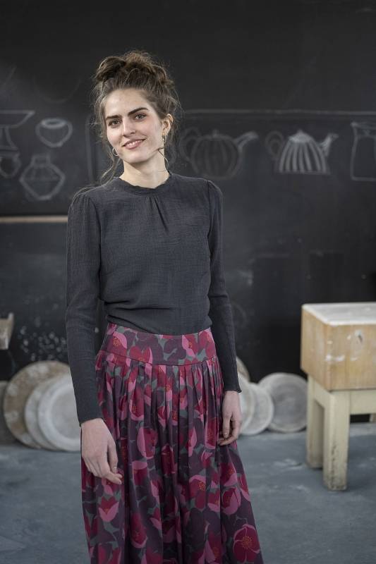 Rockmacherin Lucia Romantische Damenbluse aus Viskose-Crêpe Fabrik Onlineshop