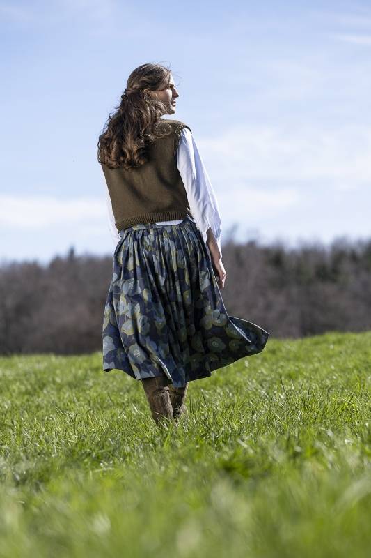 Rockmacherin Kalo Wadenlanger Rock mit plakativem Print und zwei Taschen Online Shopping