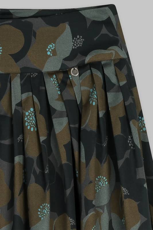 Rockmacherin Kalo Wadenlanger Rock mit plakativem Print und zwei Taschen Preisnachlass