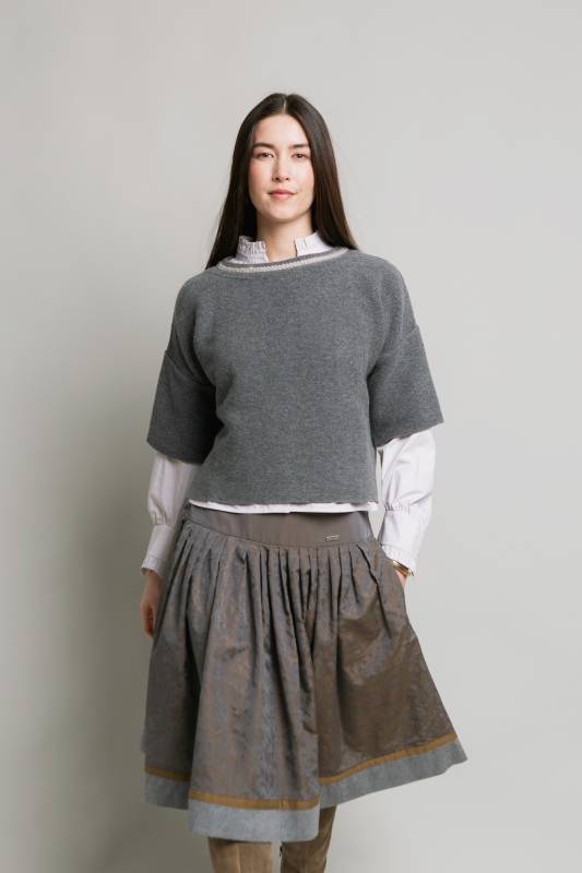 Rockmacherin Ella Trachtiger Strickpullover mit kurzem Arm Online Outlet