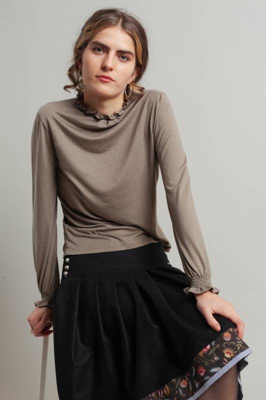 Rockmacherin Selma Shirtbluse aus Lyocell-Wolljersey Heißer Verkauf