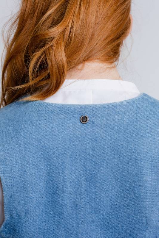Rockmacherin Resal Damenweste aus Light Denim im klassischen Stil Saisonale Angebote
