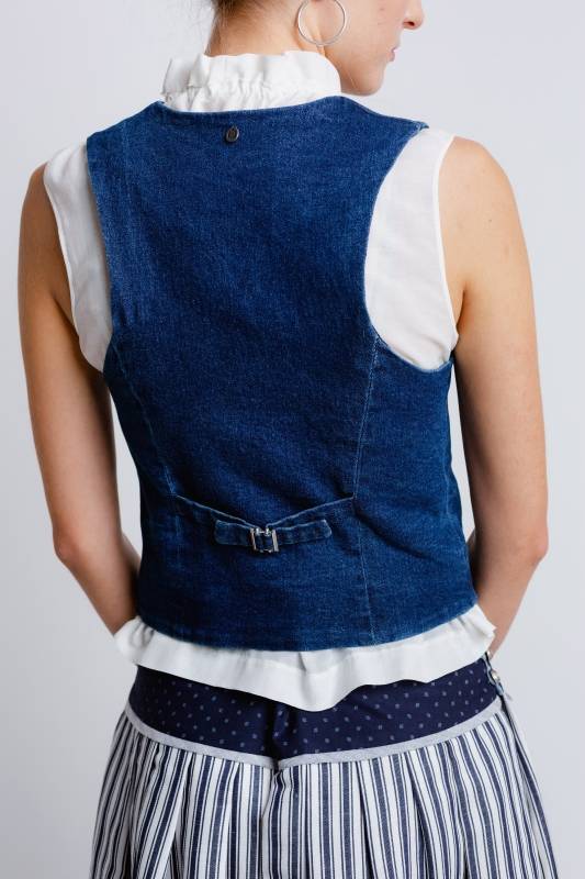 Rockmacherin Resal Damenweste aus Denim im klassischen Stil Räumungsverkauf