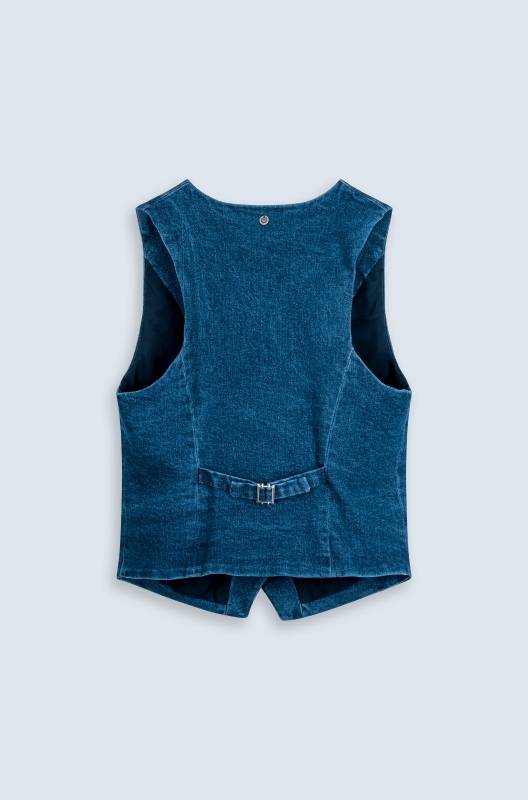 Rockmacherin Resal Damenweste aus Denim im klassischen Stil Räumungsverkauf