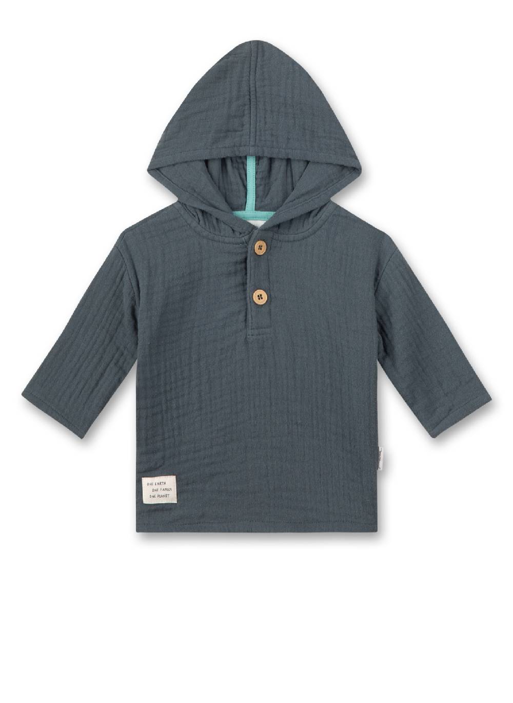 Sanetta Jungen-Langarmshirt mit Kapuze Dunkelblau aus Musselin Versandkostenfrei