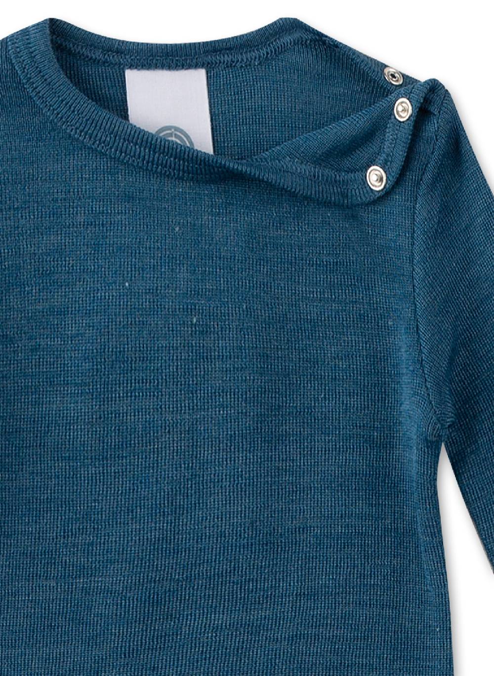 Sanetta Body langarm Blau aus Merinowolle & Seide zollfrei