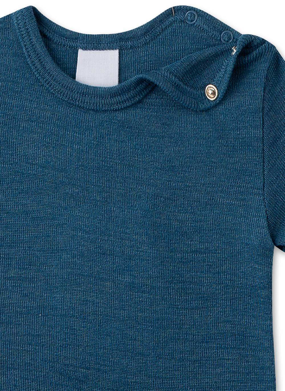 Sanetta Body kurzarm Blau aus Merinowolle & Seide 2025