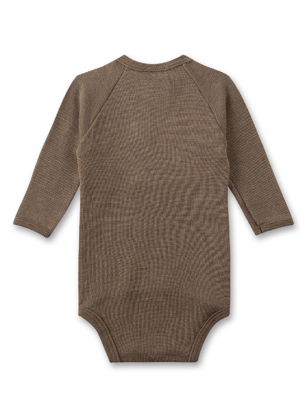 Sanetta Wickelbody langarm Beige aus Merino-Wolle & Seide Outlet