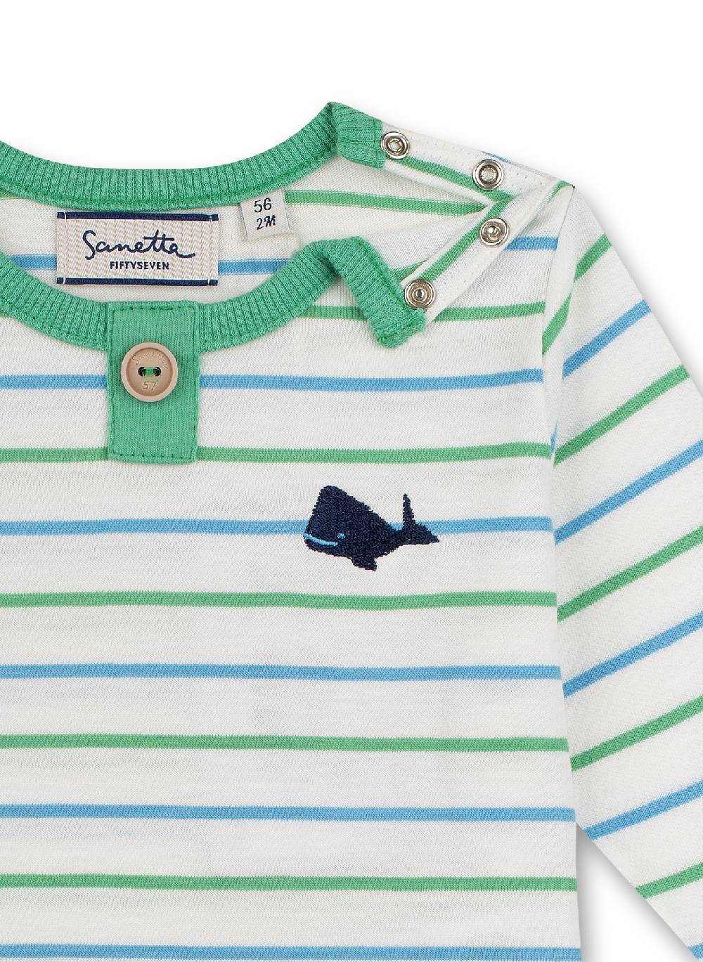 Sanetta Jungen-Shirt langarm Off-White Ringel Little Whale Blitzverkäufe