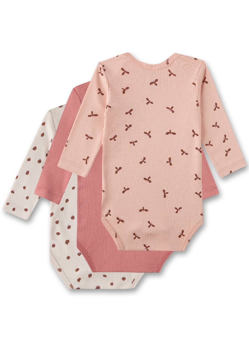 Sanetta Baby-Body langarm (Dreierpack) Beige Fabrik Onlineshop