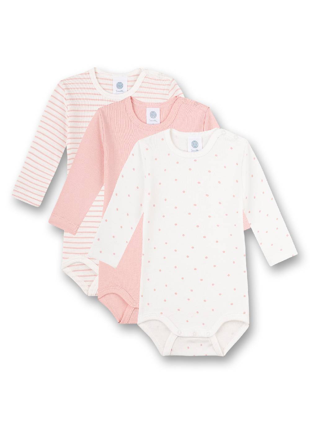Sanetta Body langarm (Dreierpack) Rosa Ringel Rosa und Weiß Blitzverkäufe