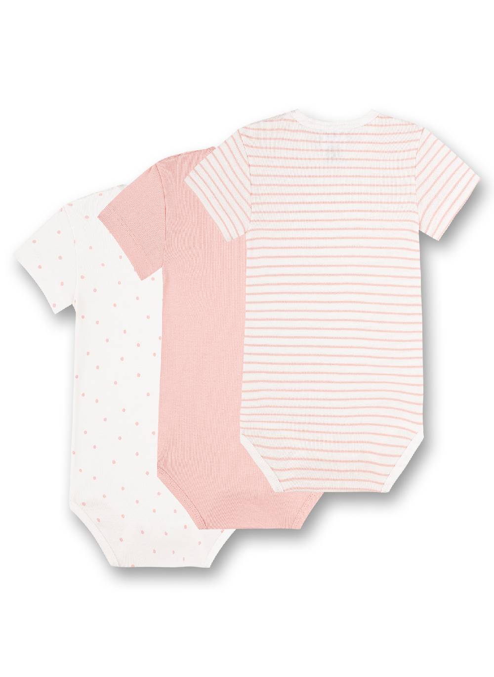 Sanetta Body kurzarm (Dreierpack) Weiß Dots Rosa und Rosa Ringel Kostenloser Versand