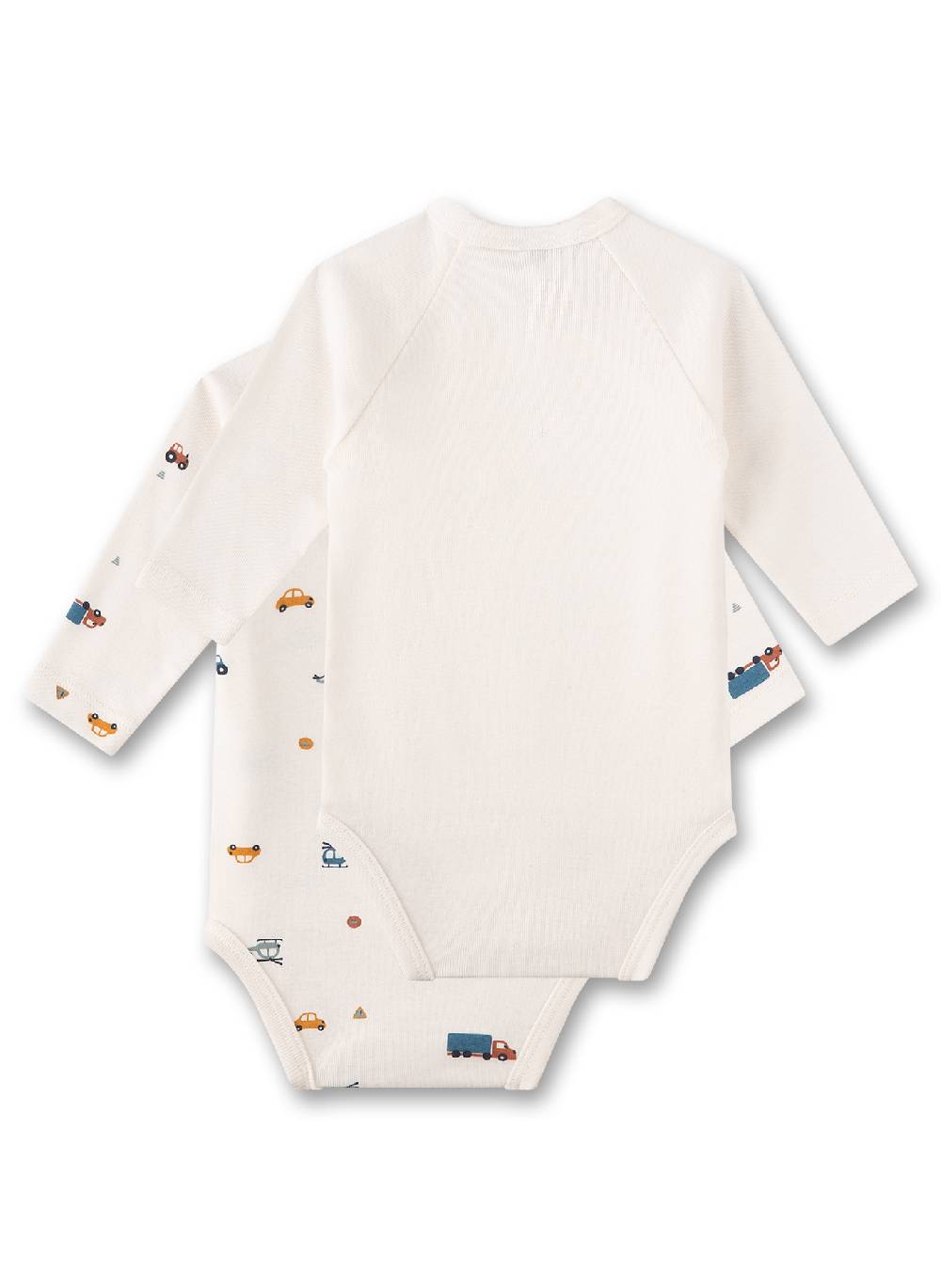 Sanetta Wickelbody langarm (Doppelpack) Beige und Beige mit Fahrzeugen Jubiläumsangebot