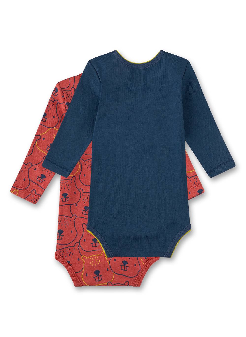 Sanetta Baby-Body langarm (Doppelpack) Dunkelblau und Rot mit Biber Lagerräumung