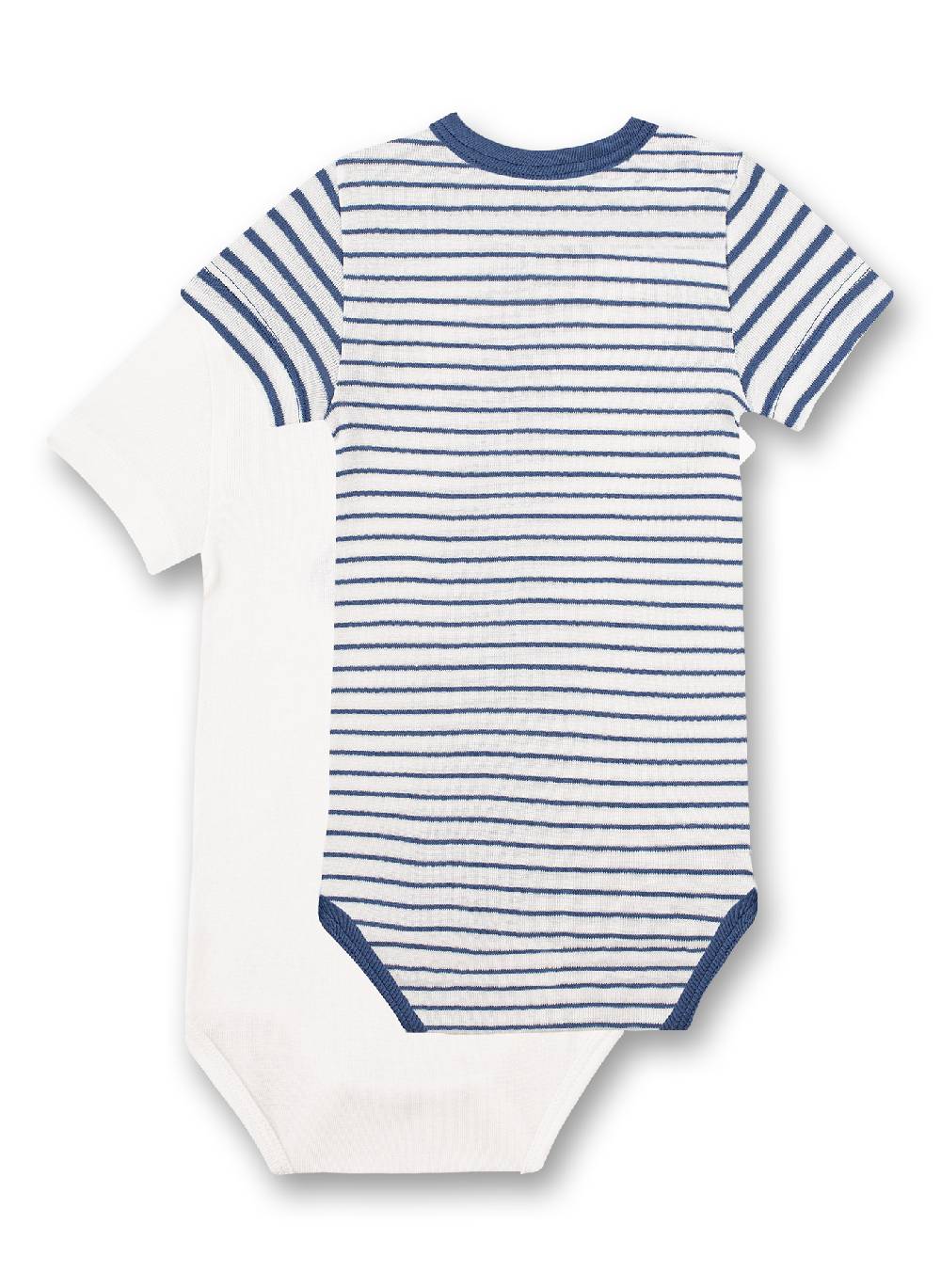 Sanetta Body halbarm (Doppelpack) Weiß und Blau Ringel Zeitlich begrenztes Angebot