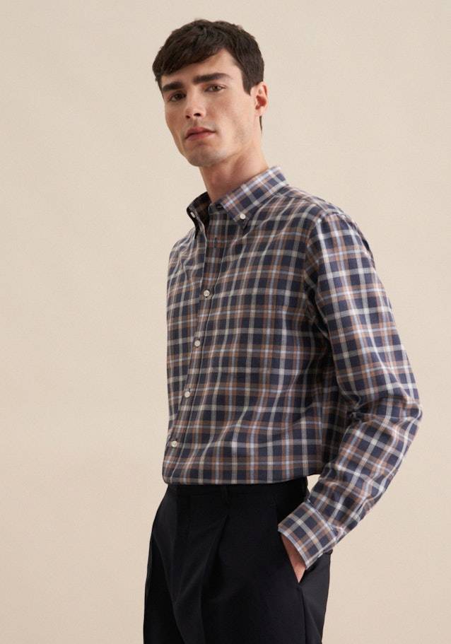 Studio Seidensticker Fil a fil Flanellhemd in Regular mit Button-Down-Kragen Top Angebot