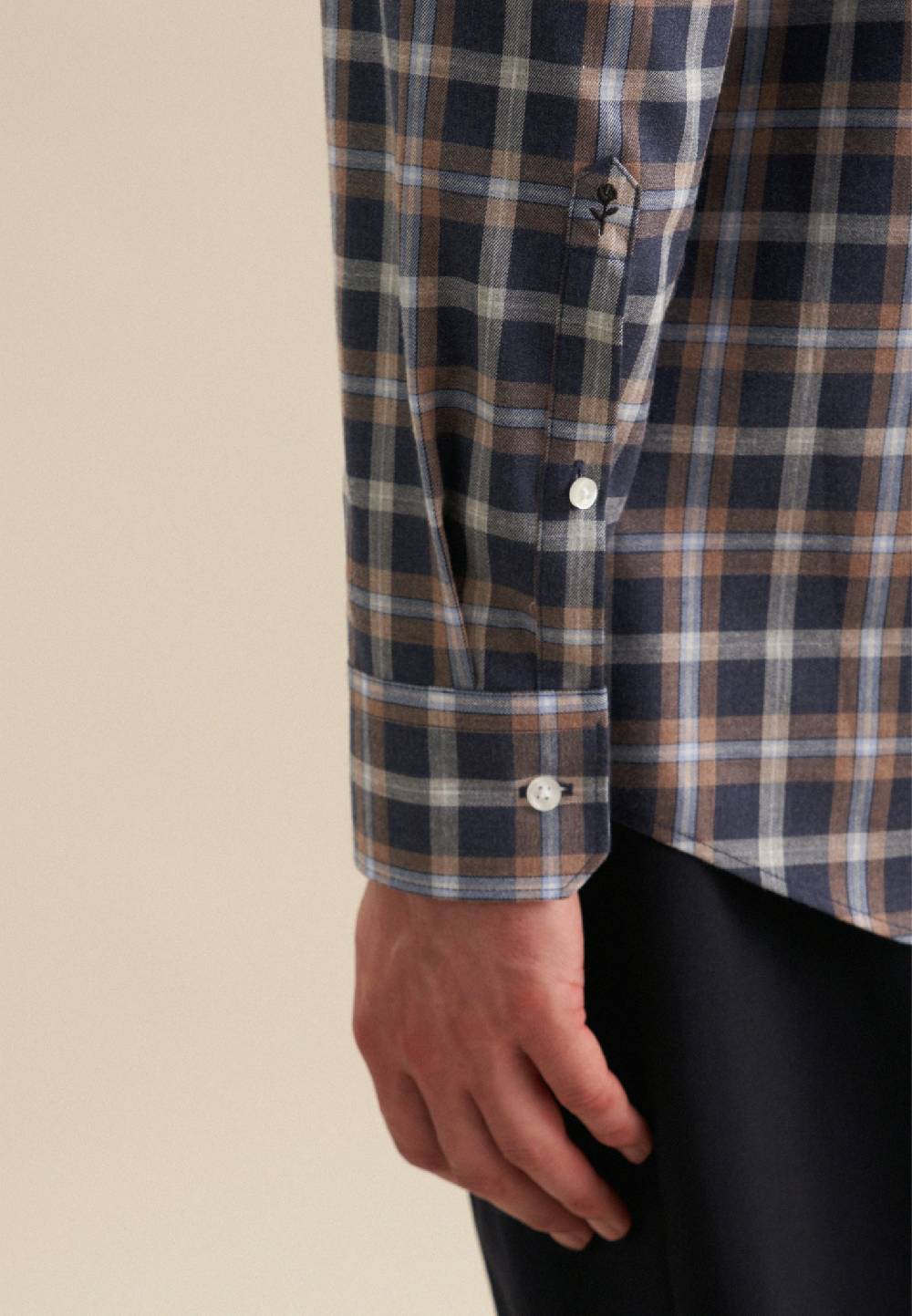 Studio Seidensticker Fil a fil Flanellhemd in Regular mit Button-Down-Kragen Top Angebot