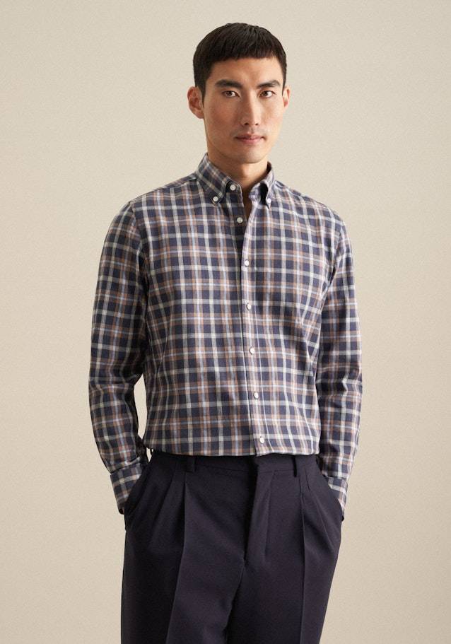 Studio Seidensticker Fil a fil Flanellhemd in Slim mit Button-Down-Kragen Online Outlet