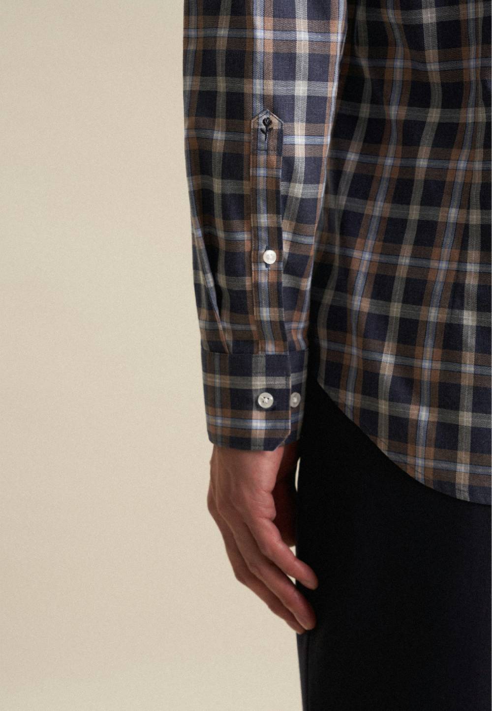 Studio Seidensticker Fil a fil Flanellhemd in Slim mit Button-Down-Kragen Online Outlet