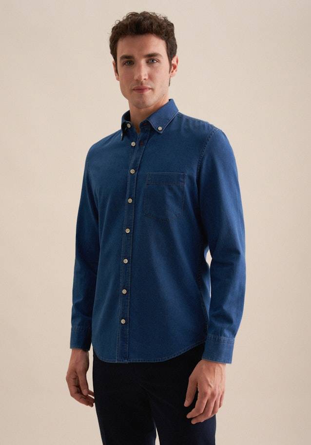Studio Seidensticker Denim Casual Hemd in Slim mit Button-Down-Kragen Riesige Ersparnisse