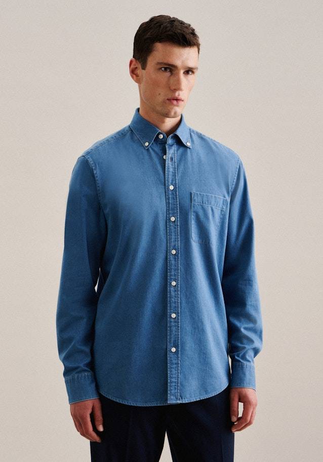 Studio Seidensticker Denim Casual Hemd in Regular mit Button-Down-Kragen Exklusivangebot
