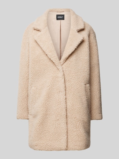 Peek & Cloppenburg OnlyRegular Fit Teddymantel mit verdecktem Druckknopfverschluss Modell 'NEWAURELIA' in sand Nur noch ein Tag übrig