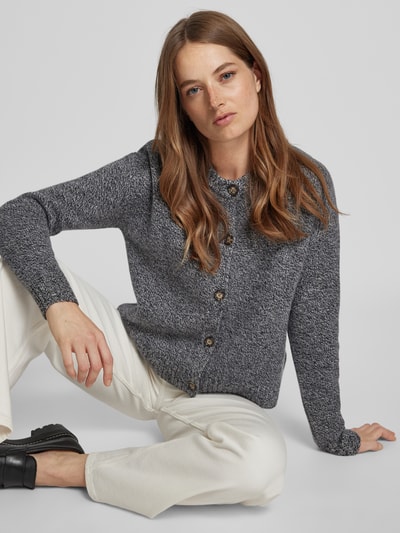 Peek & Cloppenburg Christian Berg WomanStrickjacke aus Wolle mit Rundhalsausschnitt in anthrazit melange Online