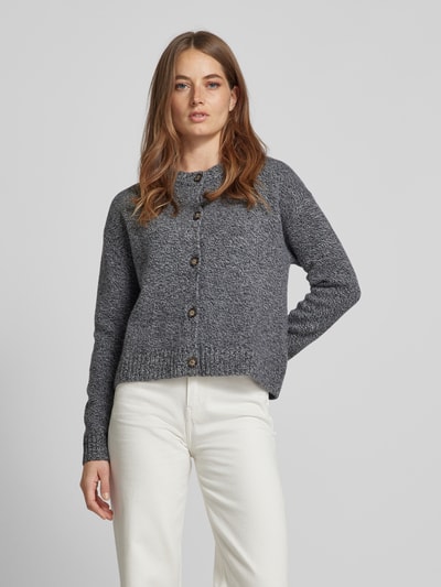 Peek & Cloppenburg Christian Berg WomanStrickjacke aus Wolle mit Rundhalsausschnitt in anthrazit melange Online