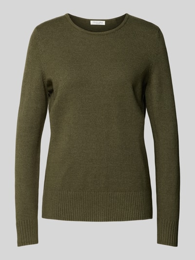 Peek & Cloppenburg Christian Berg WomanStrickpullover mit gerippten Abschlüssen in oliv melange Fabrik Onlineshop