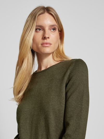 Peek & Cloppenburg Christian Berg WomanStrickpullover mit gerippten Abschlüssen in oliv melange Fabrik Onlineshop
