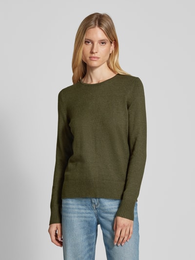 Peek & Cloppenburg Christian Berg WomanStrickpullover mit gerippten Abschlüssen in oliv melange Fabrik Onlineshop