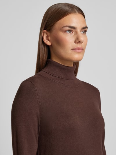 Peek & Cloppenburg Christian Berg WomanStrickpullover mit gerippten Abschlüssen in dunkelbraun Günstig kaufen