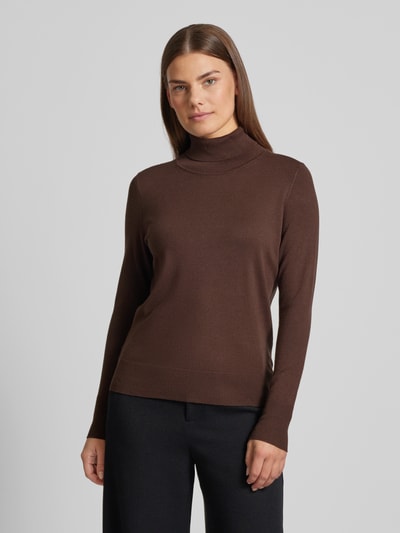 Peek & Cloppenburg Christian Berg WomanStrickpullover mit gerippten Abschlüssen in dunkelbraun Günstig kaufen