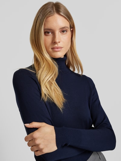 Peek & Cloppenburg Christian Berg WomanStrickpullover mit gerippten Abschlüssen in dunkelblau Großer Ausverkauf