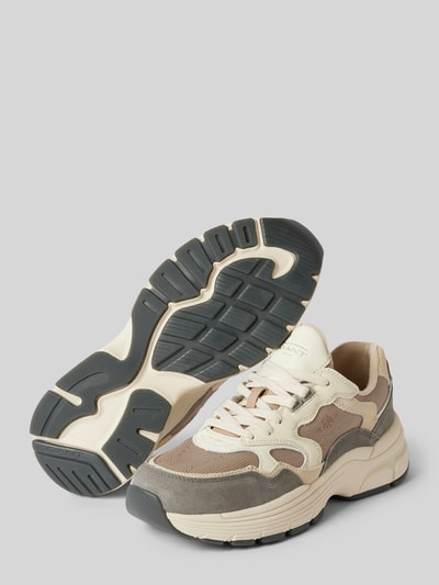 Peek & Cloppenburg GantLedersneaker mit Label-Details Modell 'Neuwill' in taupe Vatertagsangebot
