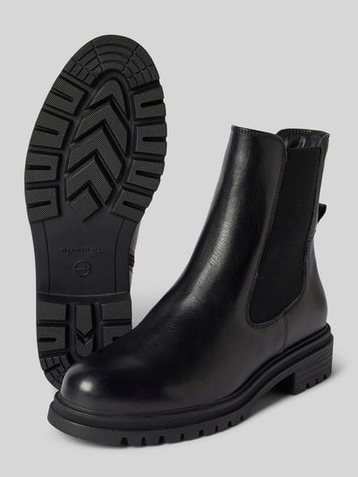 Peek & Cloppenburg TamarisStiefeletten aus Leder mit elastischen Einsätzen in black Online Outlet