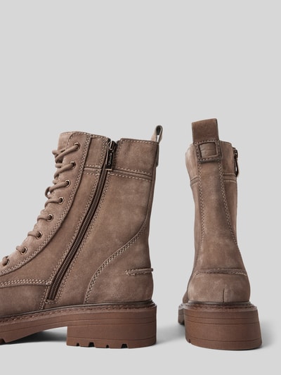 Peek & Cloppenburg TamarisSchnürboots aus Leder mit Ziernähten in mittelbraun Exklusive Angebote