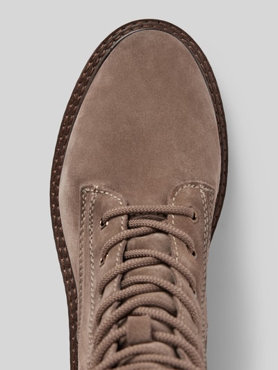 Peek & Cloppenburg TamarisSchnürboots aus Leder mit Ziernähten in mittelbraun Exklusive Angebote