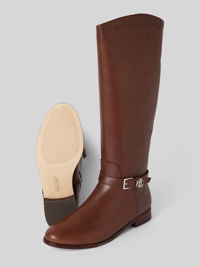 Peek & Cloppenburg Lauren Ralph LaurenLederstiefel mit Label-Applikation Modell 'BROOKE' in dunkelbraun Tägliche Deals