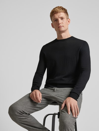 Peek & Cloppenburg Christian Berg MenStrickpullover mit Rundhalsausschnitt in black Auslauf