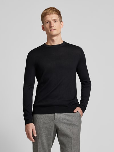 Peek & Cloppenburg Christian Berg MenStrickpullover mit Rundhalsausschnitt in black Auslauf